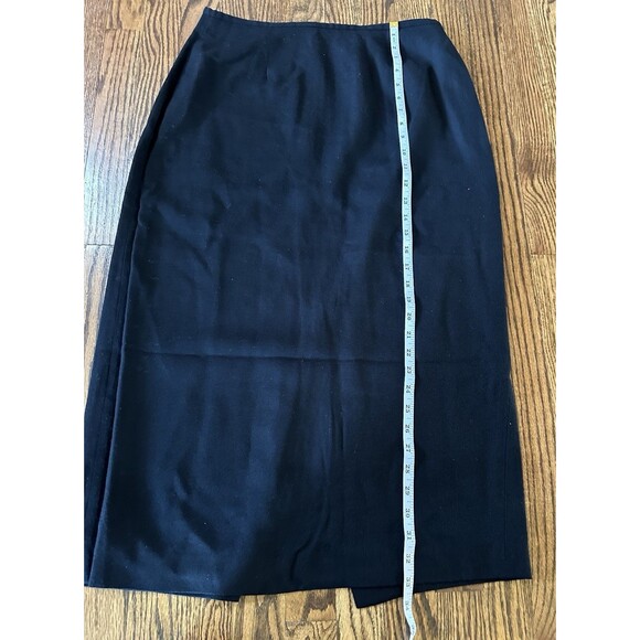 Vintage CHAUS Skirt Black Lined Straight MIDI 100% Wool‎ Buttons Size 12 - Picture 4 of 8